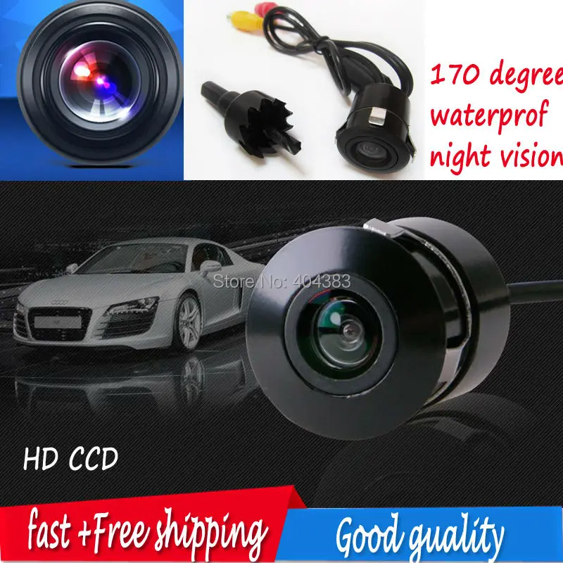 170 degree CCD HD Universal Night Vision Car Rearview Camera Reverse parking mini drill hole camera wire with the parking lines