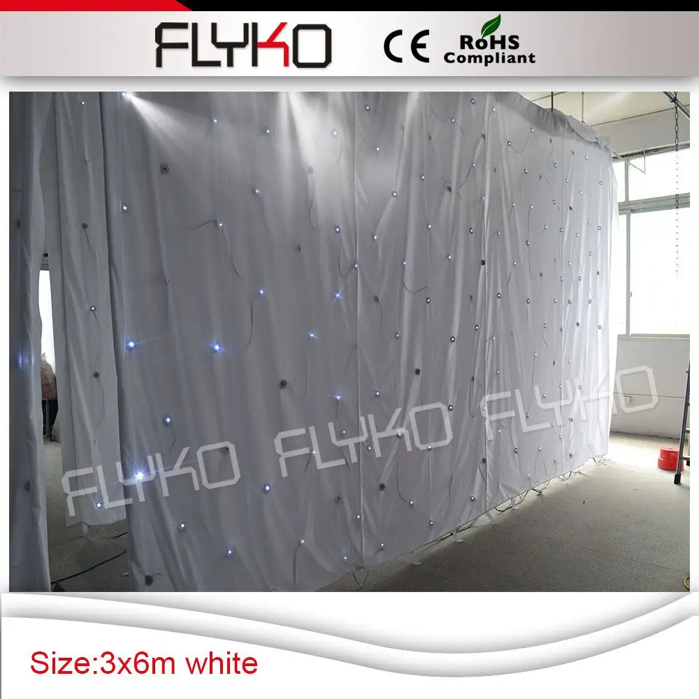 

Free shipping star cloth 3x6m led stage light led curtain white