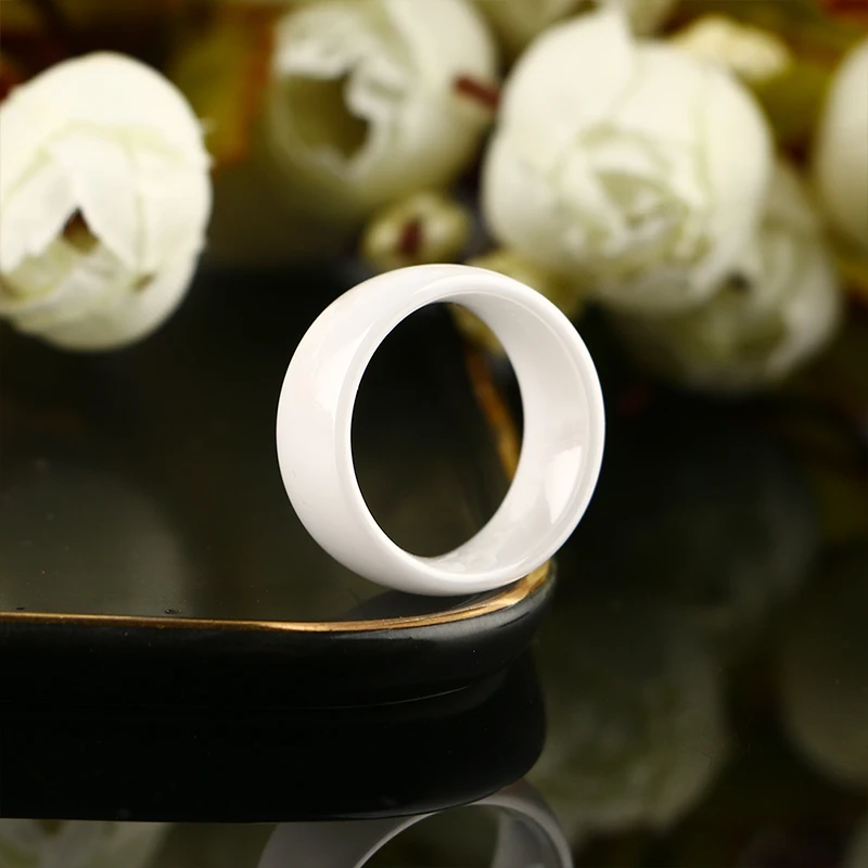 8MM Width Smooth Men Rings Comefor Fit White Ceramic Rings For Women Men Wedding Party Anniversary Jewelry Wholesale