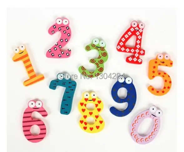 Hotsale 10 Wooden Number 0-9 Lovely Fridge Magnets Toy Set for Kids Children New A1813 rQfw