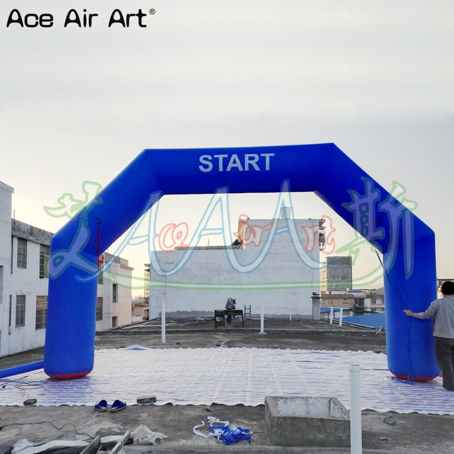 Classical 6 m W Square Shape Blue Inflatable Start Line ArchwaySport Finish Line Arch With Logo For Game Event By Ace Air Art