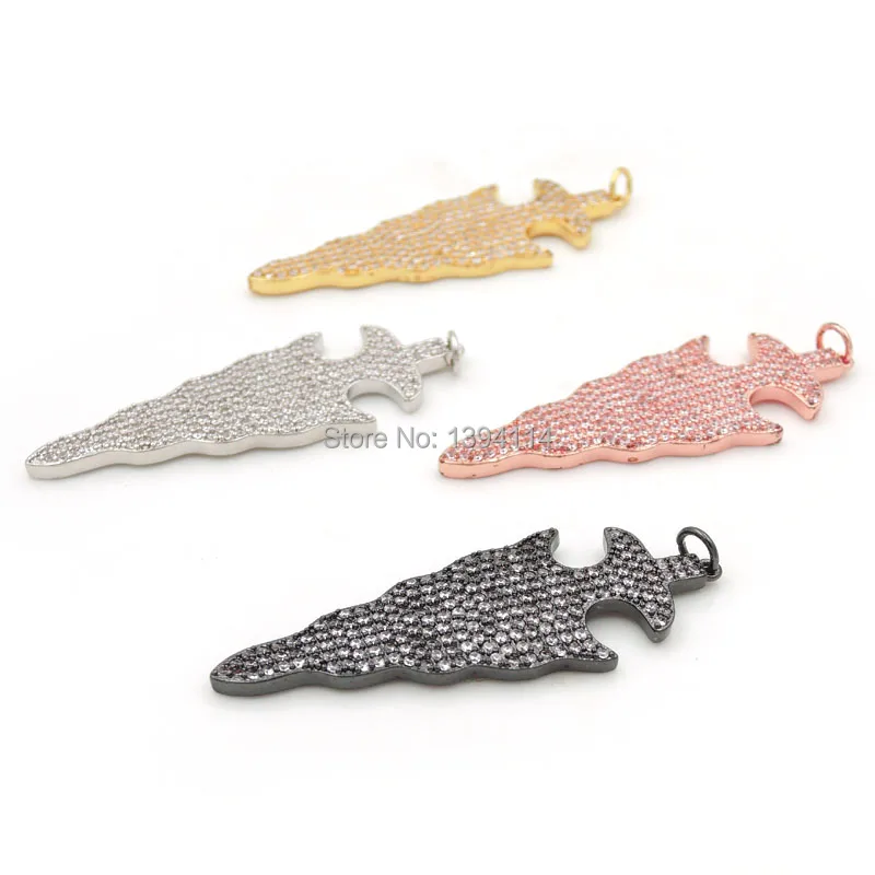 

48*18*2mm Micro Pave Clear CZ Arrow Charm Fit For Making DIY Necklaces Jewelry