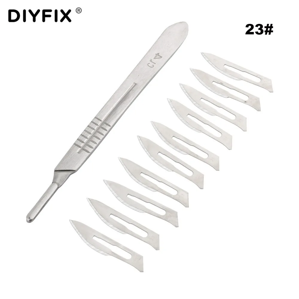 Carbon Steel Surgical Scalpel Knives 11# 23# Blades with Handle Scalpel DIY Cutting Tool PCB Repair Animal Wood Surgical Knife