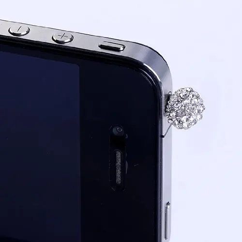 3.5mm Clear Crystal Ball Earphone Ear Cap Anti Dust Plug Cover for Iphone4/4s 3g