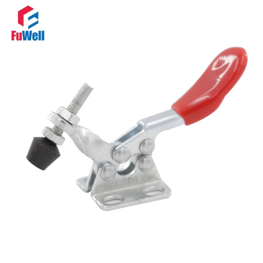 5pcs Horizontal Type Toggle Clamp GH-201-A Red Plastic Covered Handle 27Kg Holding Capacity Toggle Clamping Hand Tool