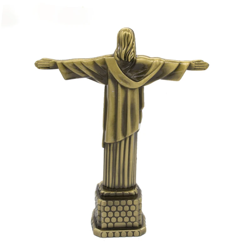 1pcs 18cm Metal Brazil Crist Redentor Jesus Figurine Christ the Redeemer Statue Jesus Christ Statue Catholic Gift Home Decor