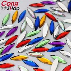 Cong Shao 200pcs 4*14.5mm Colorful flatback Horse Eye crystals and stones Acrylic Rhinestones applique Garment Decoration 8Y384