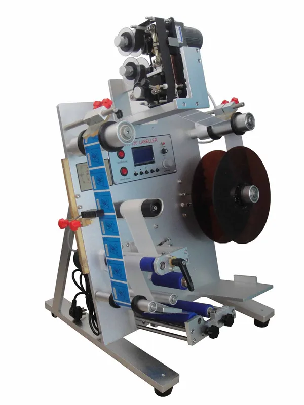 Double Sides Bottle Labelling Machine, Vertical Type Label Applicator With Date Coder Printer