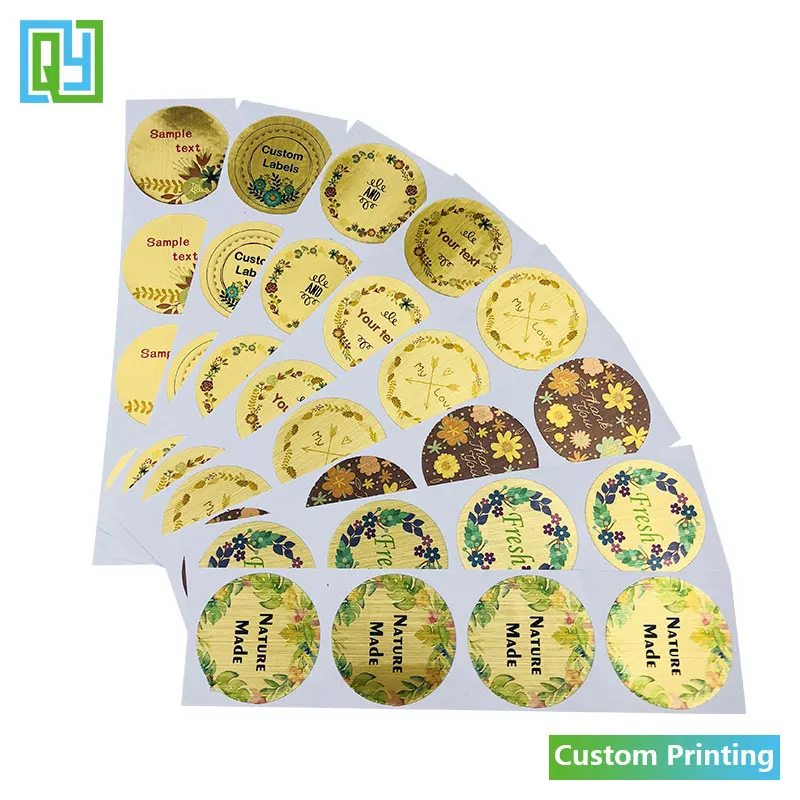 100pcs 35mm custom printing hand made home cooking stickers thank you My Love For you wedding gift seal Brush Golden PET labels