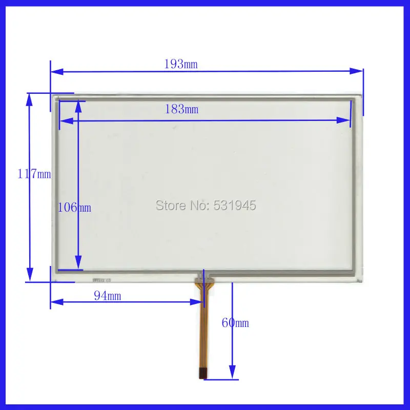 

ZhiYuSun HC-180-080 Touch Screen 193mm*117mm 8 inch glass for industry applications 193*117 for GPS HC180080