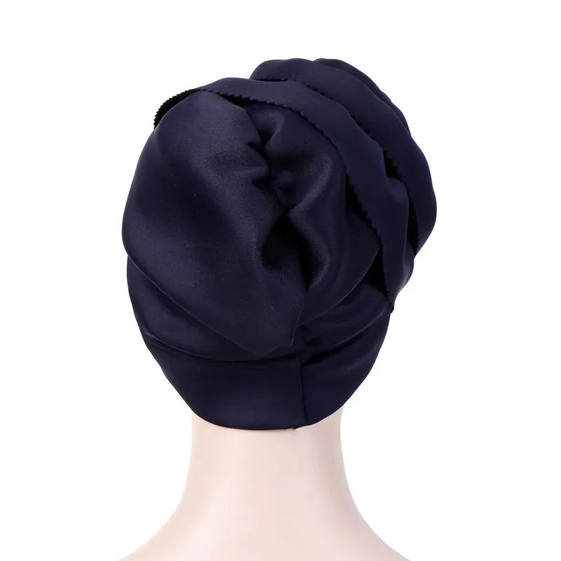 Muslim Women Big Flower Turban Hats Cancer Chemo Beanies Cap Hijab Pleated Wrap Head Cover Hair Loss Accessories