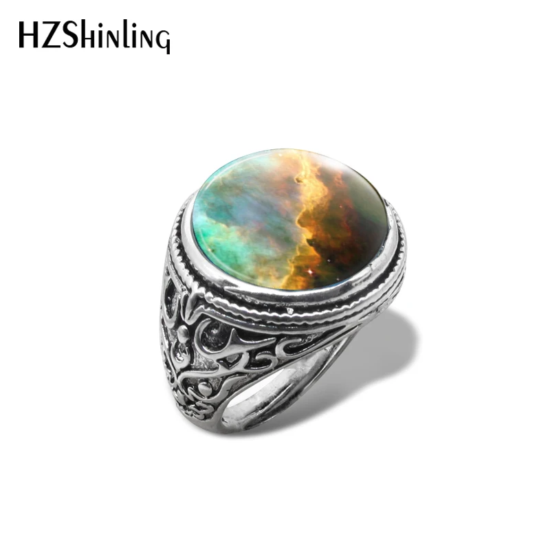 2019 جديد أوريون سديم غالاكسي حلقة خمر الفضاء الكون خواتم اليد الحرفية مجوهرات الزجاج كابوشون مجوهرات #2