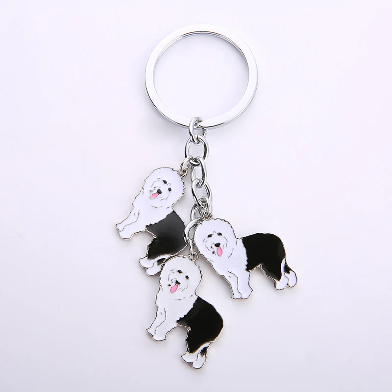 Old english Sheepdog  Dog Key Ring animal Pendant Love Key Chain bag charms car Key ring gift Jewelry