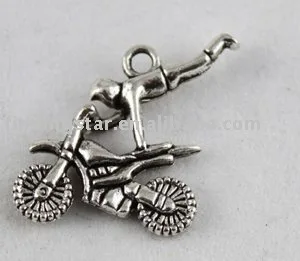 

FREE SHIPPING 60PCS Tibetan silver motorcyclist charm A12942