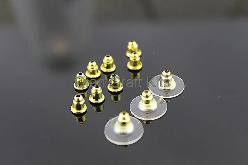 1000 gold Color Earring Backs Stoppers Ear Post Nut W/Pads 11x6mm or you pick color