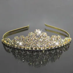 Bridal Crystal Princess Tiaras and Crowns Elegant Gold Hairbands Rhinestone Wedding Hair Jewelry Fashion Hair Accessories