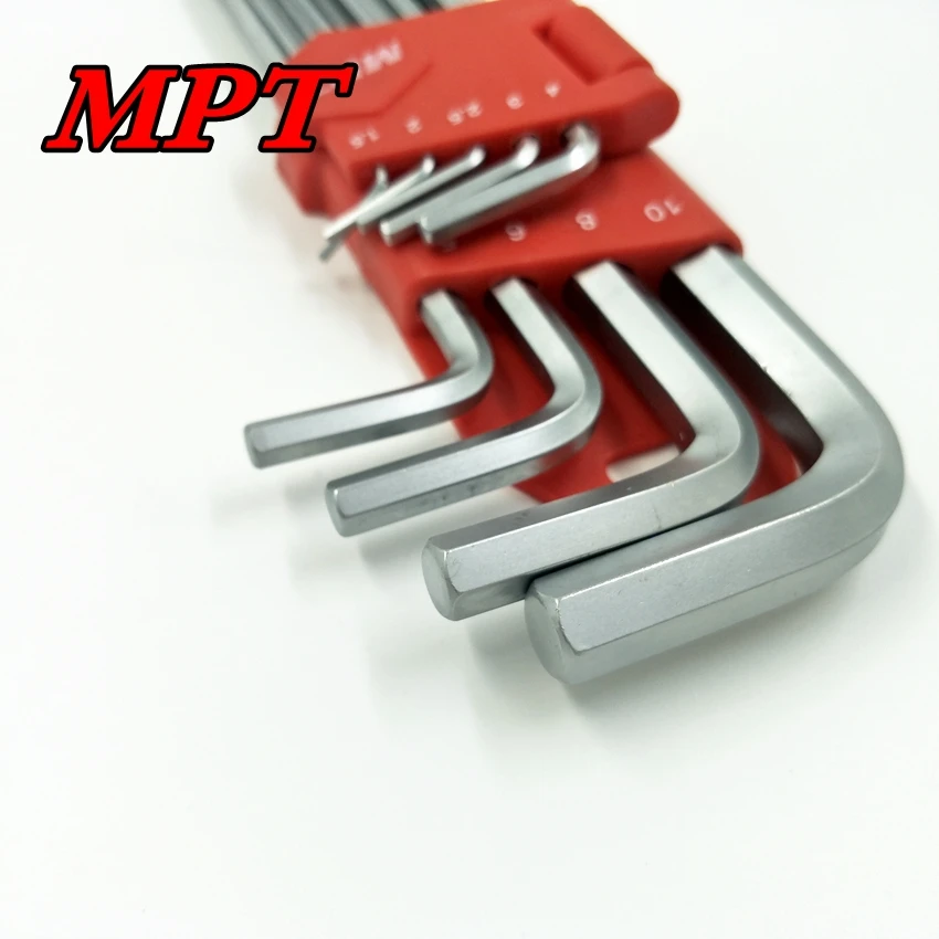 MPT 9-Piece Extra-lungo Braccio Palla End Chiave Esagonale Set T10-T50 Allen Wrench Set