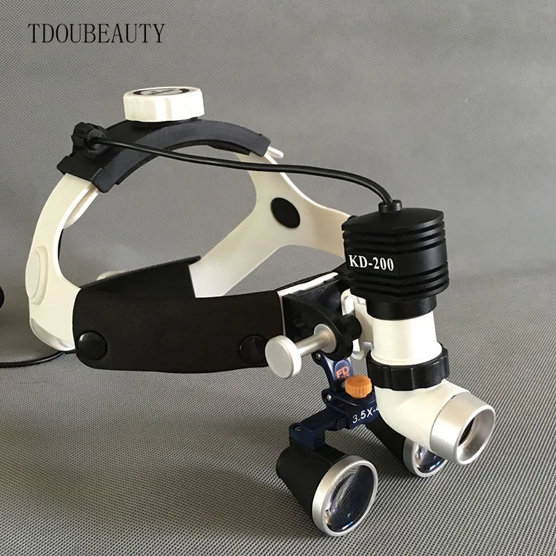 TDOUBEAUTY Portable Dental Binocular Loupes 3.5X 420mm + One-way Moveable LED surgical Headlight/ENT head lamp Free Shipping