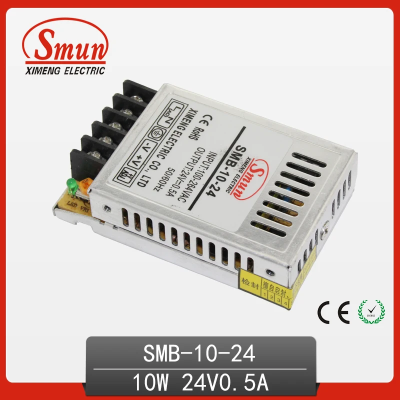 10W Ultra Thin Type Single Output Switching Mode Power Supply 24V 0.4A AC-DC Slim Led Driver SMB-10-24