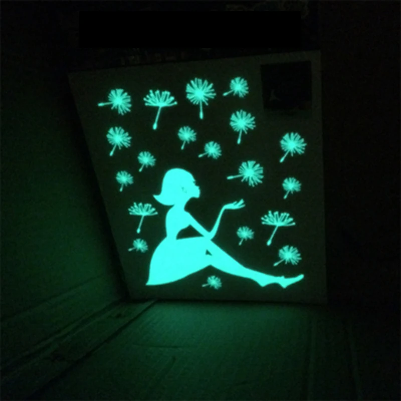 

Creative Pattern Luminous Wall Stickers Dandelion Butterfly Girl Living Room Bedroom Decoration Fluorescence Home Decor Sticker