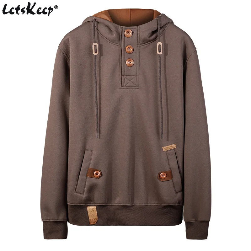 

2018 New Letskeep Spring Pullover Hoodie Men Casual Slim Hooded Sweatshirts Mens Hip Hop Hoodies Tracksuit buttons, MA443