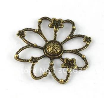 FREE SHIPPING 25PCS Antiqued bronze cut out flower Links 46mm A13373B