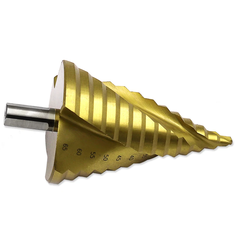 Broca escalonada de acero y Metal con forma de Pagoda, broca cónica de agujero, vástago triangular HSS 3R en espiral, 6-65mm