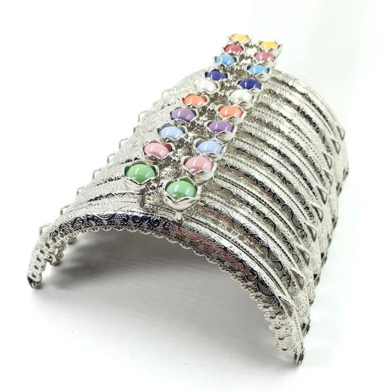 20pc/10pcs 10.5CM Lotus head Bag Kiss Clasp silver semicircle Metal Coining Pattern Purse Frame DIY Bag Sewing Accessories AU529