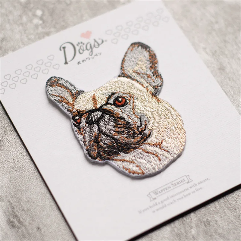 1 PCS Hohe Qualität Nette Mode Hund Stickerei Tier Klebrige Tuch Paste Kleidung Patch Loch DIY Zubehör Eisen Auf Hund patch – Detail 4