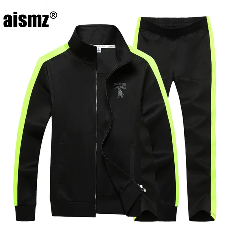 Aismz Tracksuit Mens Clothes Autumn Winter Fashion Fat Plus Size 7XL 8XL 9XL Sportwear Men Zipper Hoodie Jacket+Pants Sweat Suit