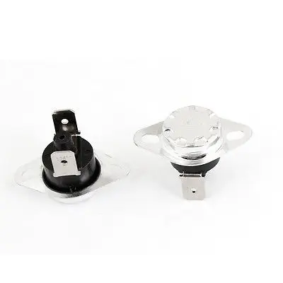 2pcs 165 Celsius 250V 10A Plastic Thermostat Switch Black Silver Tone