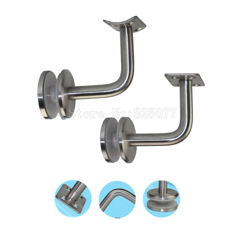 8PCS 90Degree Brushed 60*60mm Stainless Steel Handrail Brackets 8-16MM Glass Mounted Hand Rail Bracket JF1528