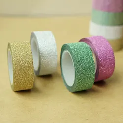 4 color Hot sales Webbing 5M Glitter Washi Sticky Paper Masking Decorative Adhesive Tape Label Craft Decorative DIY Scrapbooking