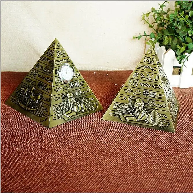 Art Crafts Bronze Pyramids Statue Egyptian Pyramid Model Famous Building Figurine Study Room Decoration Building Model