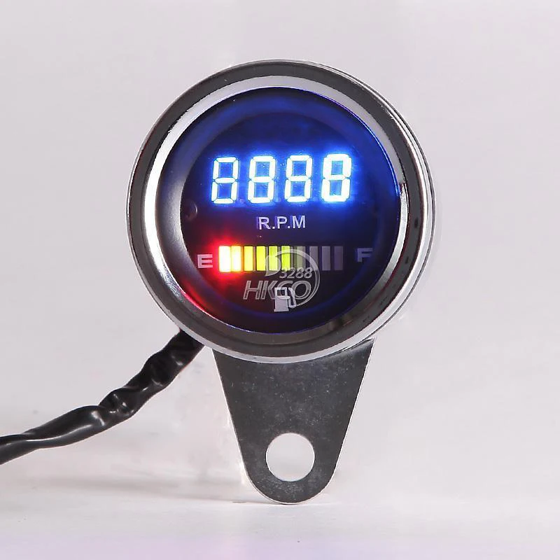 LED Digital Motorcycle Tachometer Fuel Gauge 2in1 12V Universal Speedometer Gas Meters Cafe Racer Custom for BMW Honda Steed ...