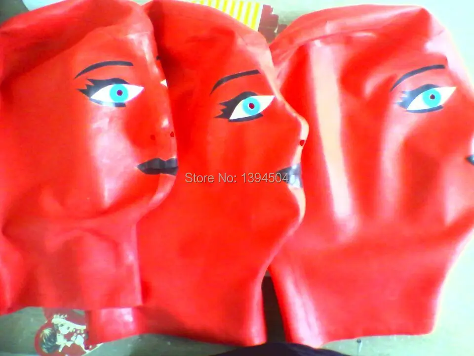 New design Hot exotic Unisex Sexy Lingerie Bodysuit red spliced Women Latex Hoods Mask Hood Fetish uniform Plus Size