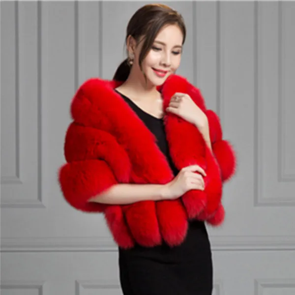 Free shipping cape 2017 autumn winters warm new fashion imitation fox fur coat plus size imitation fur