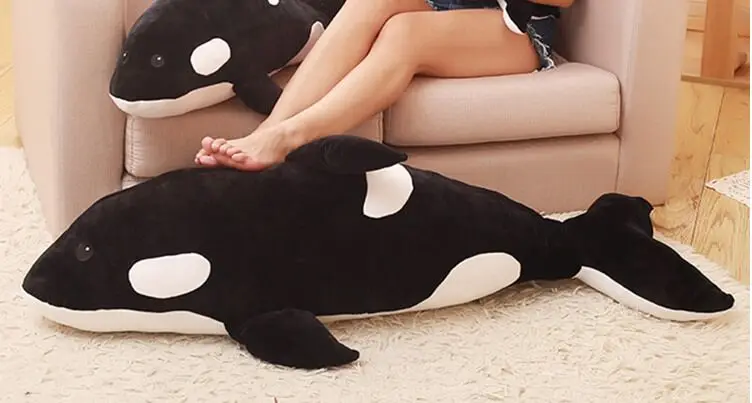 big plush black whale toy long cartoon killer whale doll birthday gift about 120cm s1993