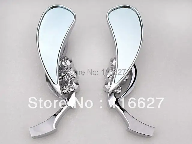 Chrome SIDE REAR VIEW Rearview  MIRROR  Dyna Sportster Softail  3D Skeleton Skull TearDrop Mirror  For Harley