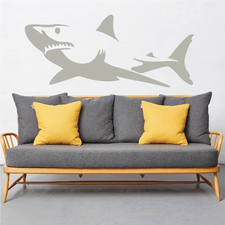 Shark Wall Decals Bathroom Home Decor Eco-friendly Vinyl Wall Sticker for Living Room Creative Wallpaper Adesivo de parede ZA056