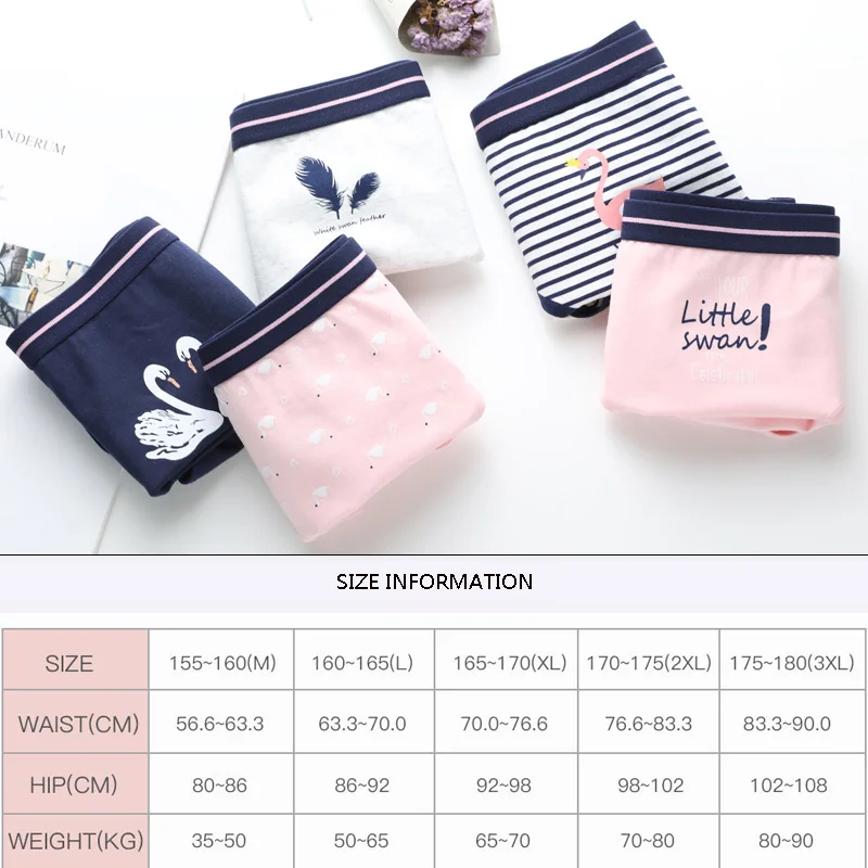 LANGSHA 5PCS/Set Cotton Panties Women Underwear Sexy Briefs Seamless Cute Print Briefs Soft Comfort Plus SizeXXL Girls Lingeries