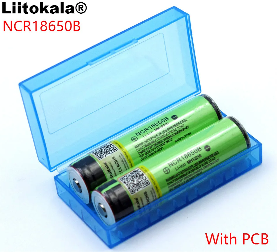 Liitokala 2 szt. Chroniony oryginalny 18650 NCR18650B 3400 mAh akumulator litowo-jonowy z PCB 3.7 V do pudełka do przechowywania latarki