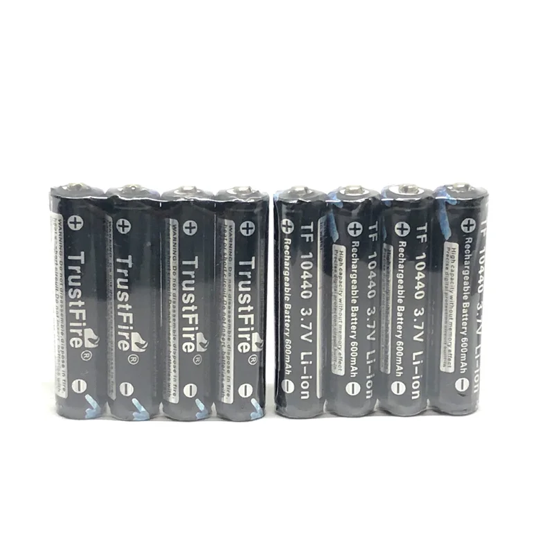 

8pcs/lot TrustFire Batteries TF 10440 3.7V 600mAh Protected Lithium 10440 Rechargeable Battery 10440 AAA Batteries Cell with PCB