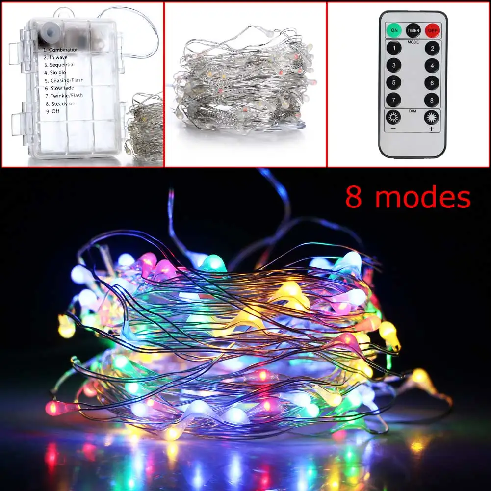 

Remote Control 5M 10M LED String lights Dimmable 8 Modes Remote Control Fairy Starry String Light Holiday Christmas Party Decor