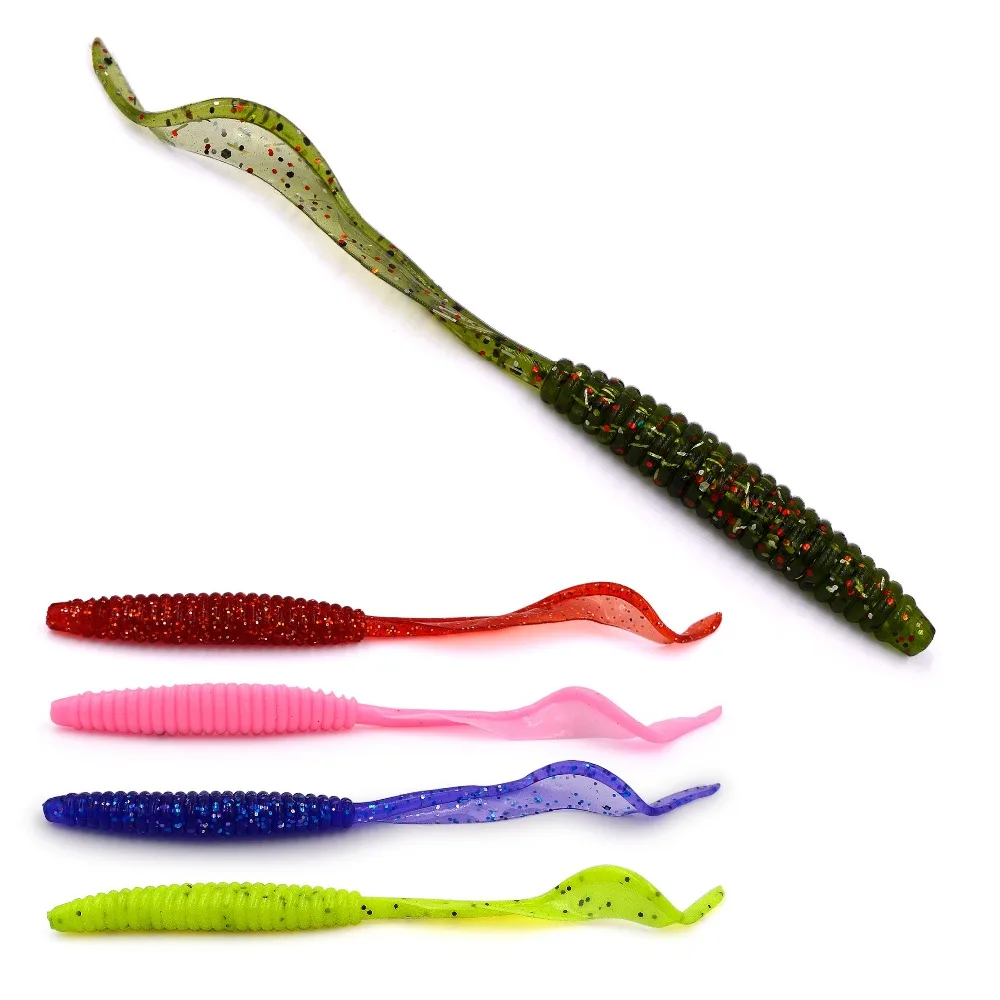 6pcs/pack Finesse Flexible Soft Lure Silicone Grub Worm Texas Rig Baits 10cm/2.2g Artificial Rubber Shad For Bass Perch Fishing