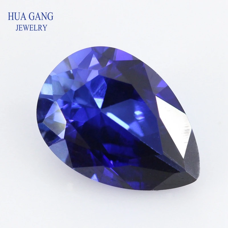 

34# Sapphire Gems Stone 2x3~15x20mm Pear Cut Blue Stone Synthetic Corundum Gems Stone For jewelry Wholesale