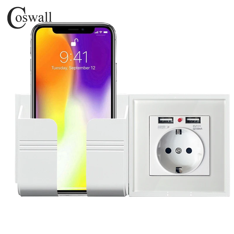 Coswall Wall Socket Phone Holder Smartphone Accessories Stand Support For Mobile Phone Apple Samsung Huawei Phone Holder