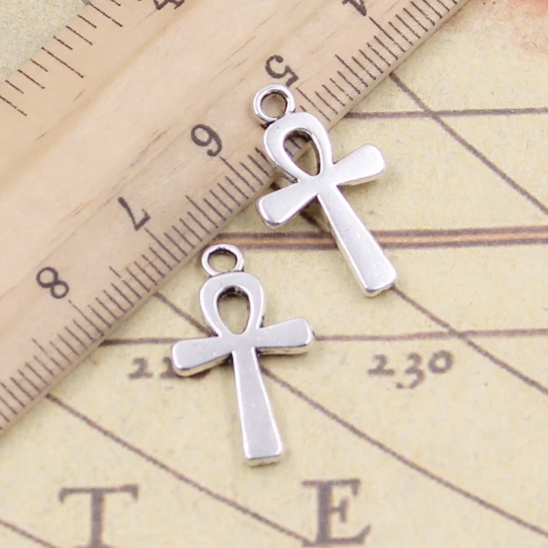 20pcs Charms Ankh Cross 22x13mm Tibetan Silver Color Pendants Antique Jewelry Making DIY Handmade Craft