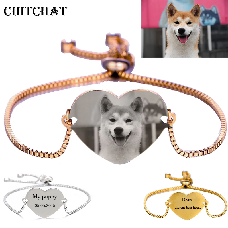 

Customized Bracelets Engraved Family Baby Pets Photo Name Date Bracelet Stainless Steel Personalized Adjustable Bangles 3 Color