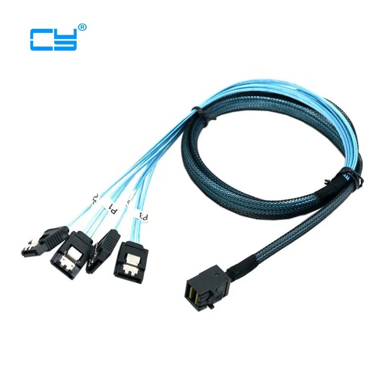 

Internal Mini SAS SFF-8643 Host to 4 SATA 7pin Target Hard Disk 6Gbps Data Server Raid Cable 1m